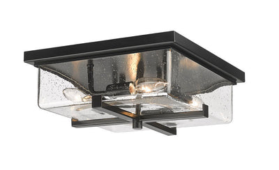 Steel Frame with Glass Shade Outdoor Flush Mount