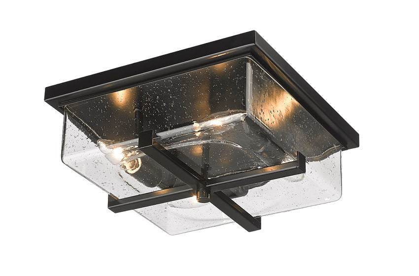 Steel Frame with Glass Shade Outdoor Flush Mount