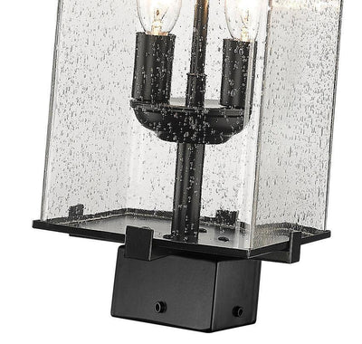 Black Aluminum Frame with Rectangular Glass Shade Outdoor Post Light - LV LIGHTING
