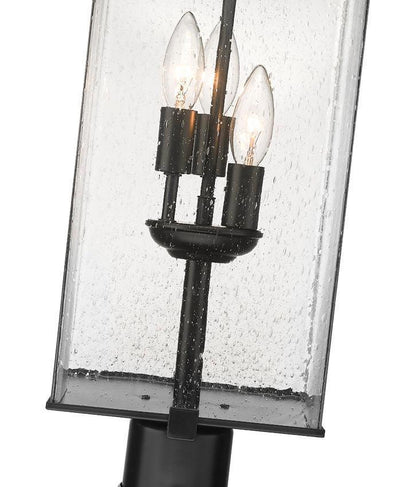 Black Aluminum Frame with Rectangular Glass Shade Outdoor Post Light - LV LIGHTING