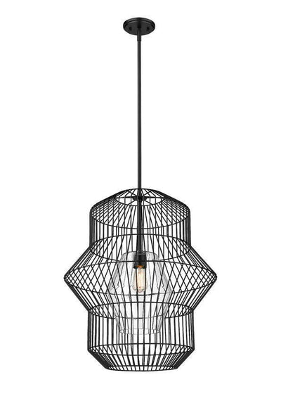 Matte Black Cage with Clear Glass Shade Chandelier - LV LIGHTING