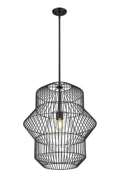 Matte Black Cage with Clear Glass Shade Chandelier - LV LIGHTING