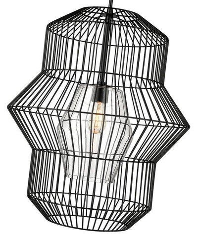 Matte Black Cage with Clear Glass Shade Chandelier - LV LIGHTING