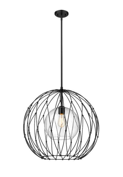 Matte Black Caged with Clear Glass Shade Chandelier - LV LIGHTING