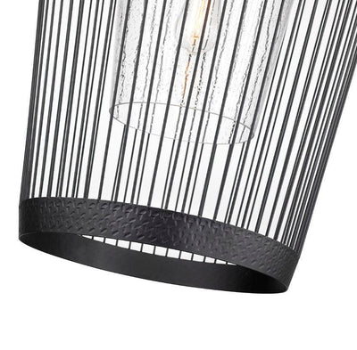 Matte Black Caged with Clear Glass Shade Pendant - LV LIGHTING