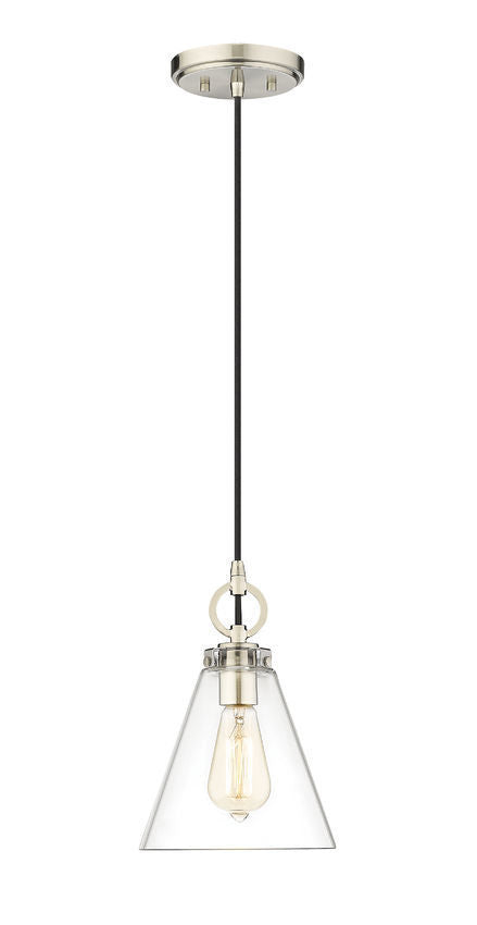 Steel Frame with Clear Conical Glass Shade Pendant