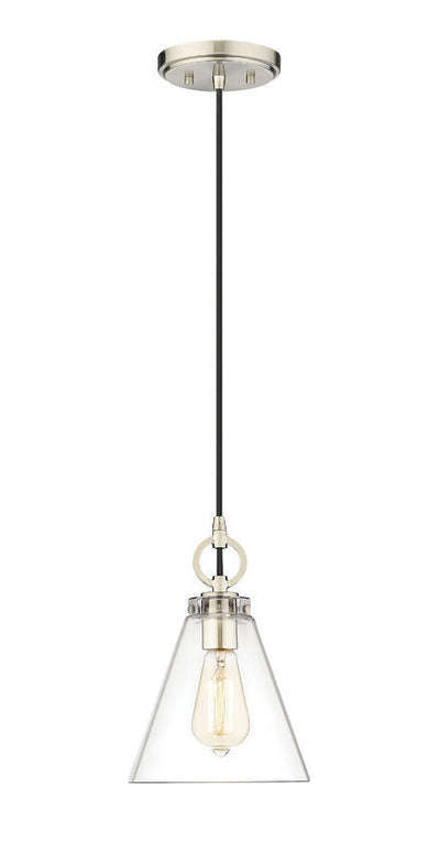 Steel Frame with Clear Conical Glass Shade Pendant