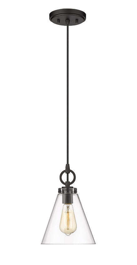 Steel Frame with Clear Conical Glass Shade Pendant