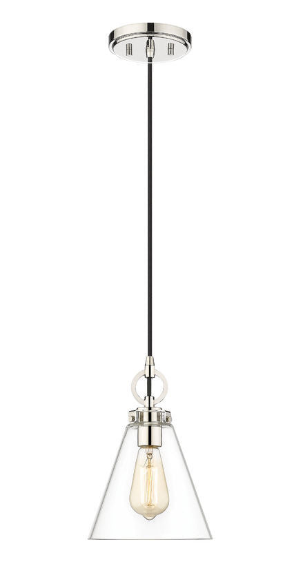 Steel Frame with Clear Conical Glass Shade Pendant