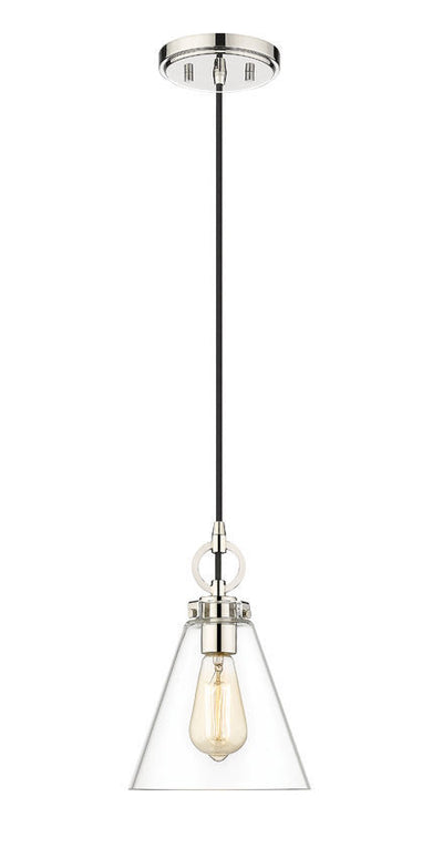 Steel Frame with Clear Conical Glass Shade Pendant