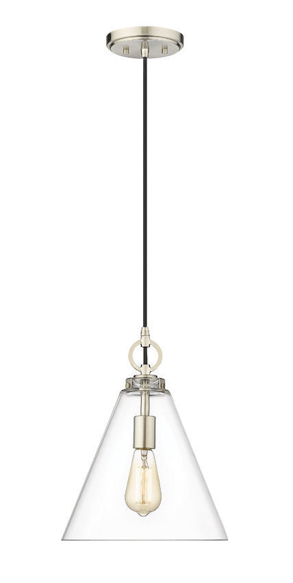 Steel Frame with Clear Conical Glass Shade Pendant