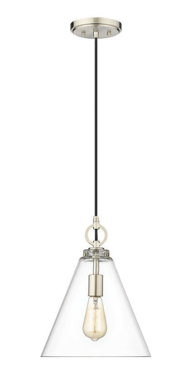 Steel Frame with Clear Conical Glass Shade Pendant