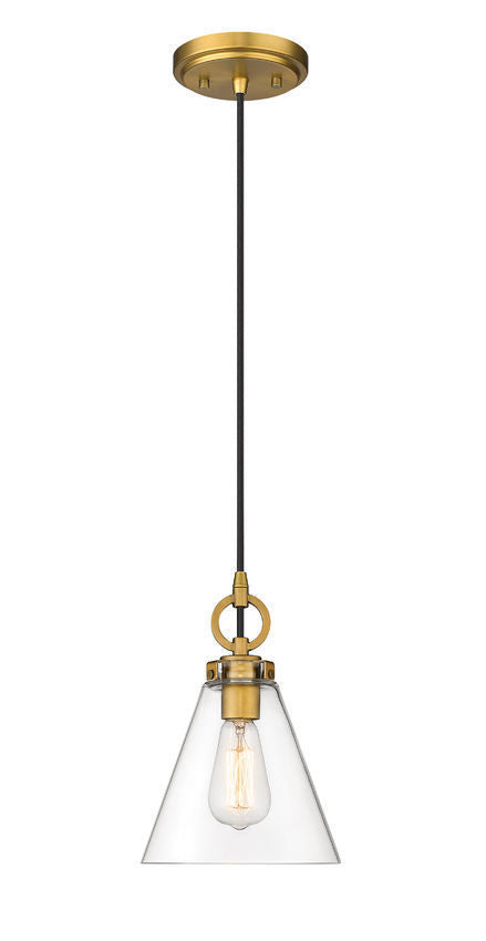 Steel Frame with Clear Conical Glass Shade Pendant