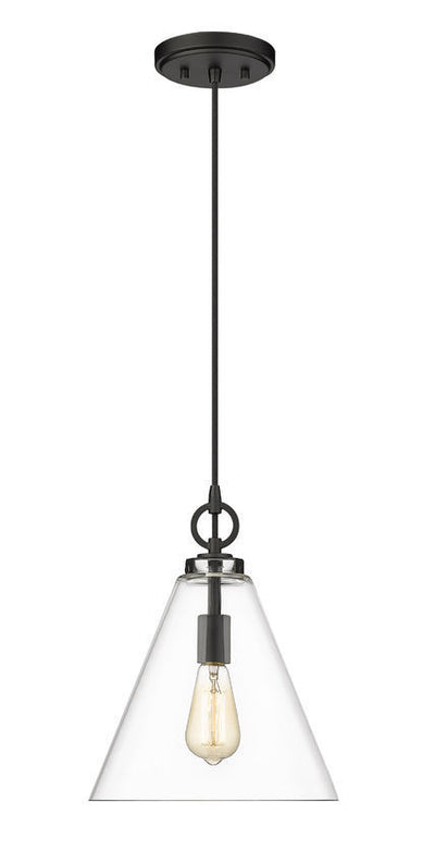 Steel Frame with Clear Conical Glass Shade Pendant