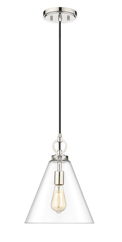 Steel Frame with Clear Conical Glass Shade Pendant