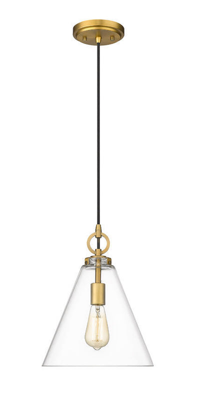 Steel Frame with Clear Conical Glass Shade Pendant