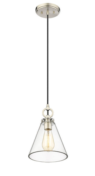 Steel Frame with Clear Conical Glass Shade Pendant