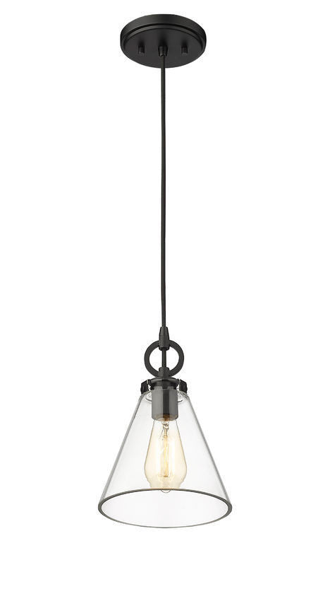 Steel Frame with Clear Conical Glass Shade Pendant