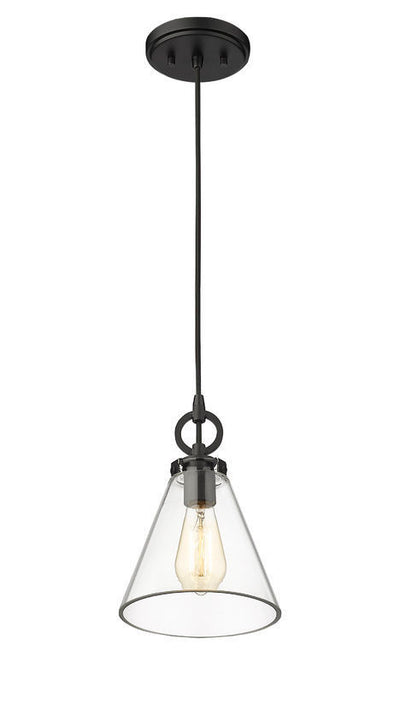 Steel Frame with Clear Conical Glass Shade Pendant