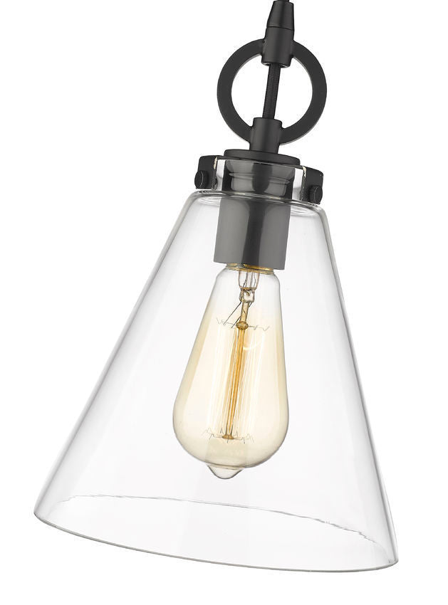 Steel Frame with Clear Conical Glass Shade Pendant