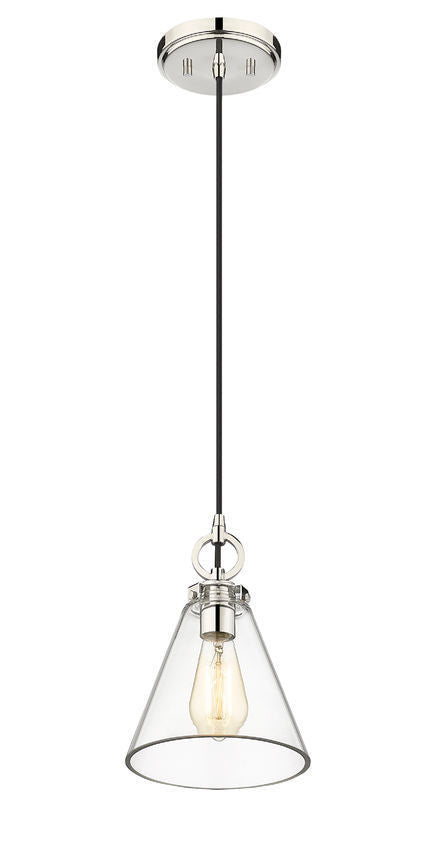 Steel Frame with Clear Conical Glass Shade Pendant