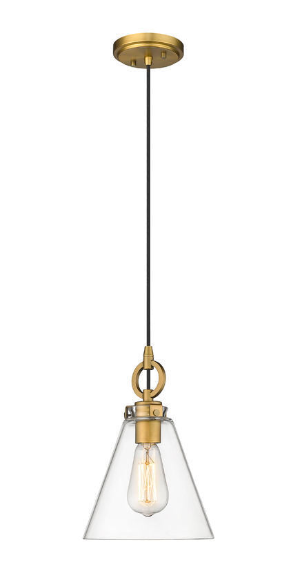 Steel Frame with Clear Conical Glass Shade Pendant