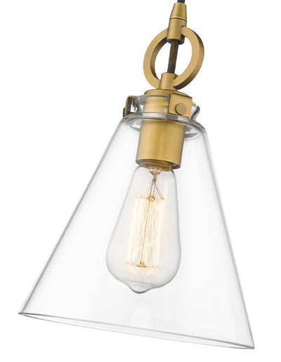 Steel Frame with Clear Conical Glass Shade Pendant