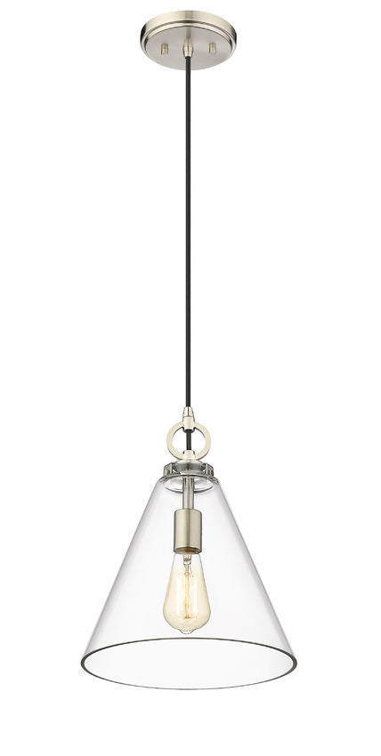 Steel Frame with Clear Conical Glass Shade Pendant