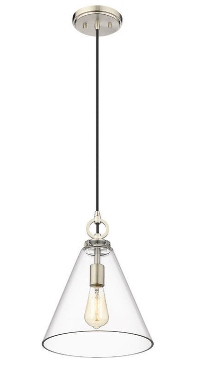 Steel Frame with Clear Conical Glass Shade Pendant