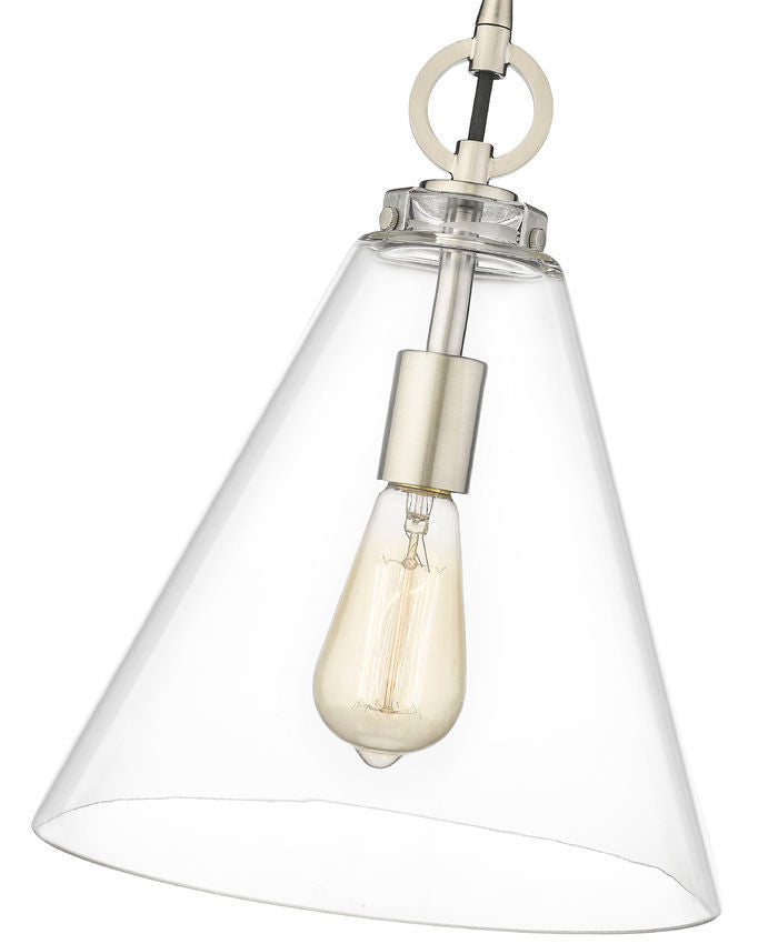 Steel Frame with Clear Conical Glass Shade Pendant