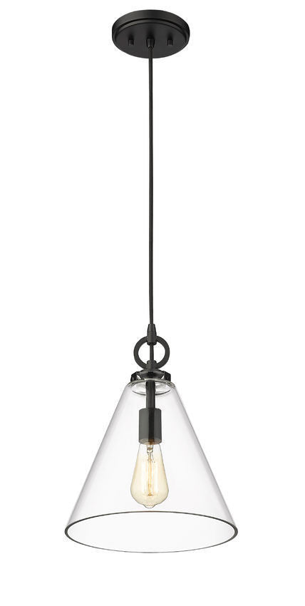 Steel Frame with Clear Conical Glass Shade Pendant