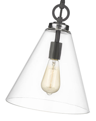 Steel Frame with Clear Conical Glass Shade Pendant