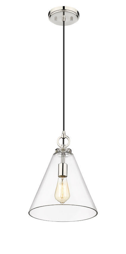 Steel Frame with Clear Conical Glass Shade Pendant