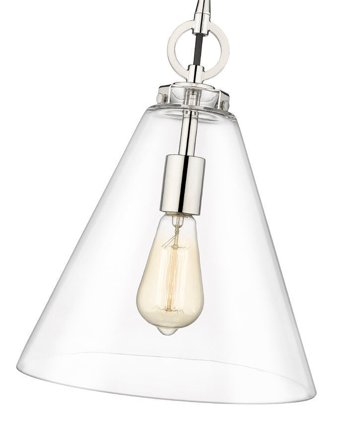 Steel Frame with Clear Conical Glass Shade Pendant