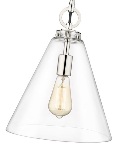 Steel Frame with Clear Conical Glass Shade Pendant