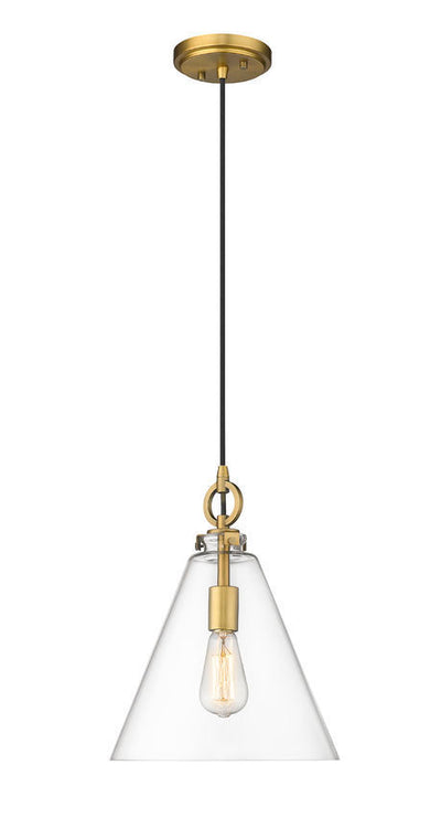 Steel Frame with Clear Conical Glass Shade Pendant