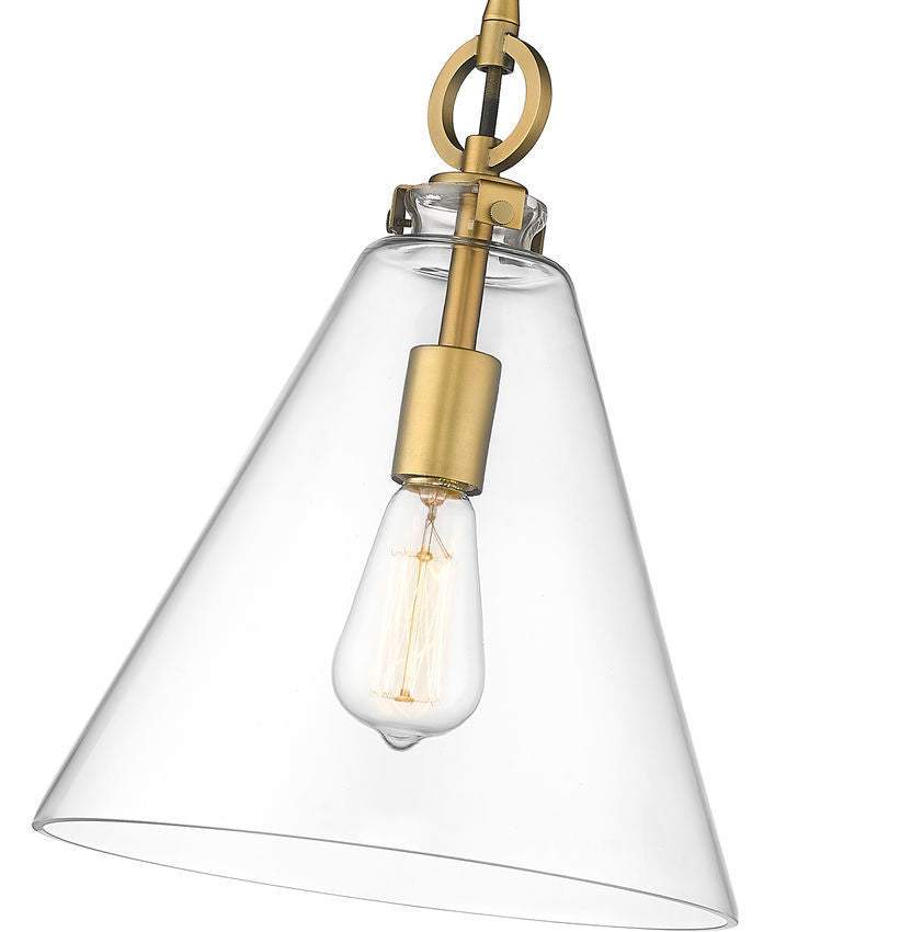 Steel Frame with Clear Conical Glass Shade Pendant