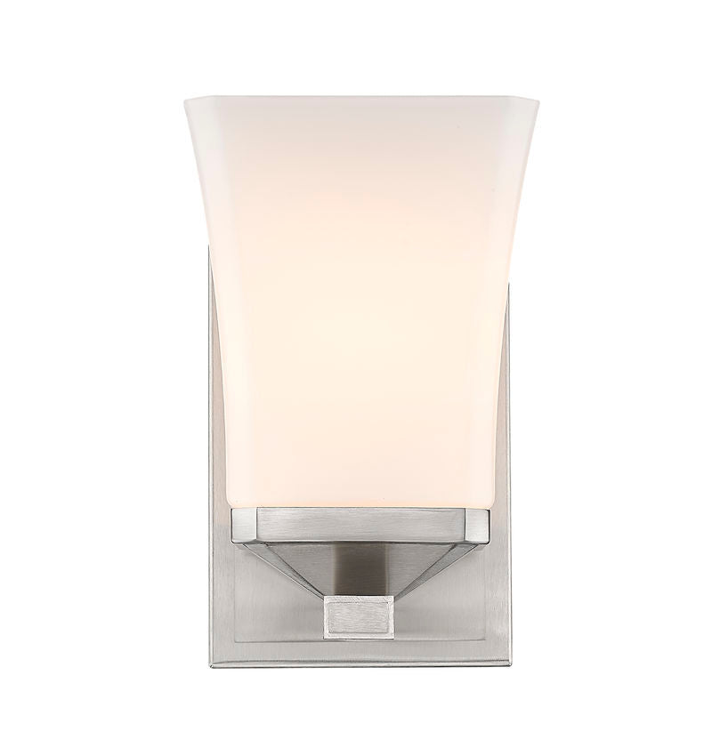 Steel Frame with Etched Opal Glass Shade Wall Sconce