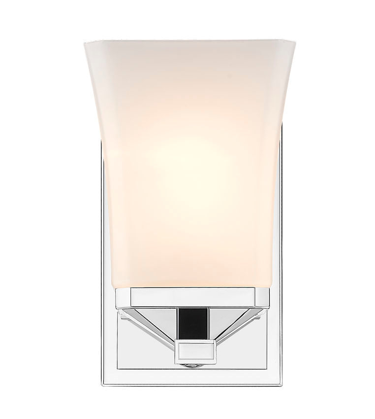 Steel Frame with Etched Opal Glass Shade Wall Sconce