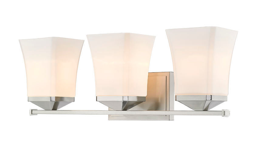 Steel Frame with Etched Opal Glass Shade Vanity Light