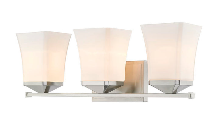 Steel Frame with Etched Opal Glass Shade Vanity Light