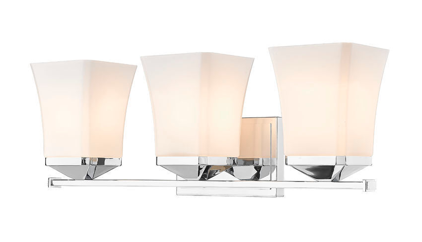 Steel Frame with Etched Opal Glass Shade Vanity Light