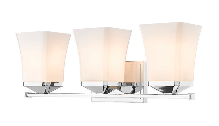 Steel Frame with Etched Opal Glass Shade Vanity Light