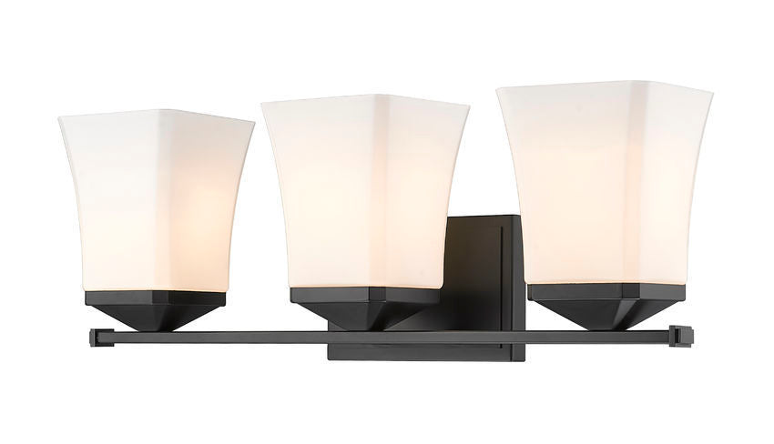 Steel Frame with Etched Opal Glass Shade Vanity Light