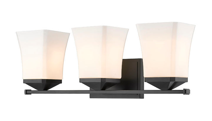 Steel Frame with Etched Opal Glass Shade Vanity Light