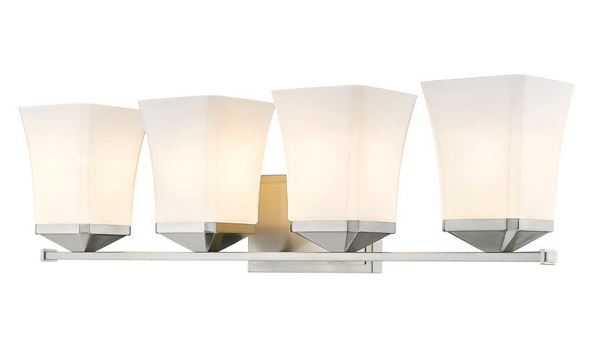 Steel Frame with Etched Opal Glass Shade Vanity Light