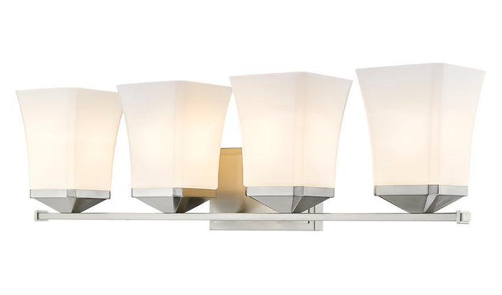 Steel Frame with Etched Opal Glass Shade Vanity Light