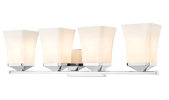 Steel Frame with Etched Opal Glass Shade Vanity Light