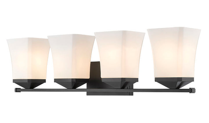Steel Frame with Etched Opal Glass Shade Vanity Light