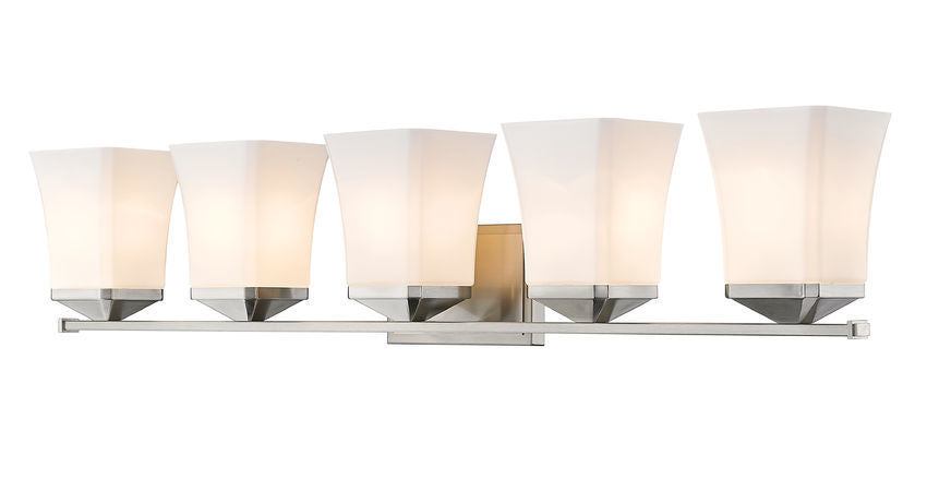 Steel Frame with Etched Opal Glass Shade Vanity Light